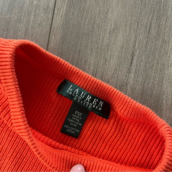 Ralph Lauren Orange & Navy Color Block Rib Knit Sweater - Picture 4 of 4